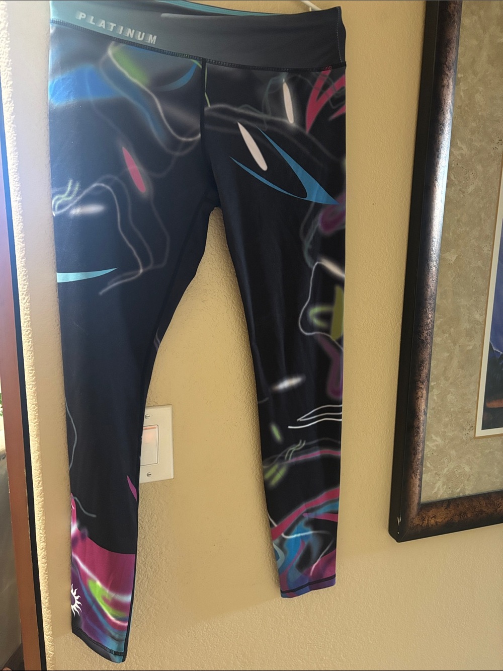 Black Neon-Print Kids Active Leggings